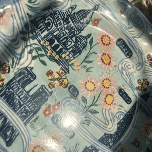 Anthropologie Nathalie Lete Paris Brume Eiffel Tower Francophile Dinner Plate - Picture 5 of 6